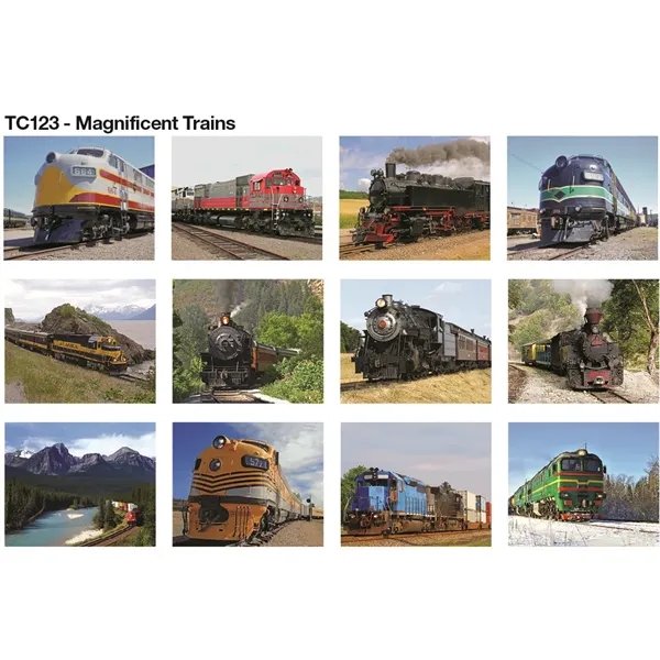 12 month tear-off sheets calendar featuring photos of trains.... from ASI 50873 Drum-Line / Drum-line Inc