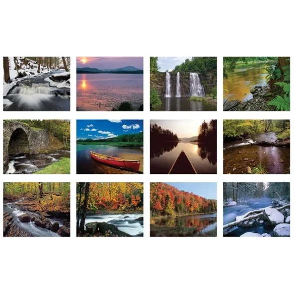12 month tent desk calendar featuring photos of beautiful, relaxing waterways.... from ASI 50873 Drum-Line / Drum-line Inc