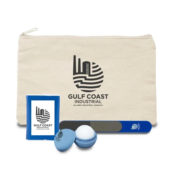 Wellness kit featuring a canvas bag, lip balm, tissue pack and... from ASI 63549 Jornik Manufacturing Corp