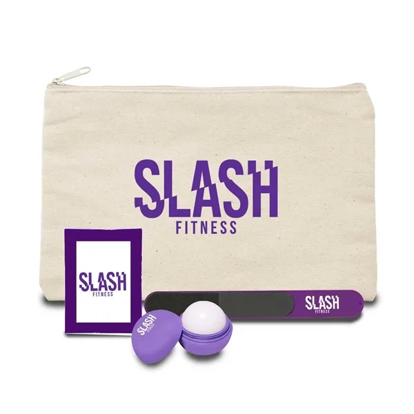 Wellness kit featuring a canvas bag, lip balm, tissue pack and... from ASI 63549 Jornik Manufacturing Corp
