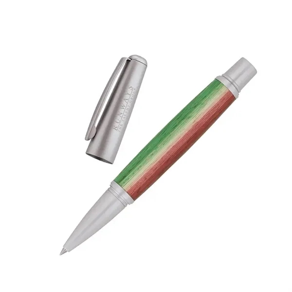 Rollerball pen with cap-off design, exciting barrel design choices, satin finish... from ASI 67866 Logomark/Valumark