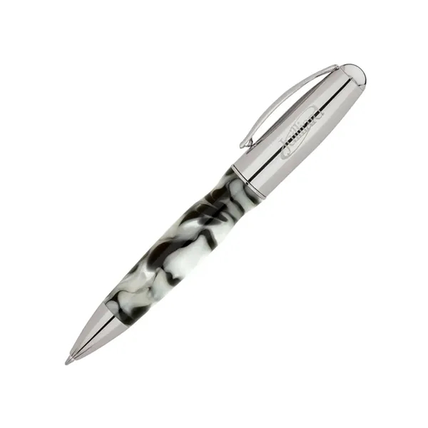 Ballpoint pen with twist-action mechanism, swirled resin barrel and chrome finish... from ASI 67866 Logomark/Valumark