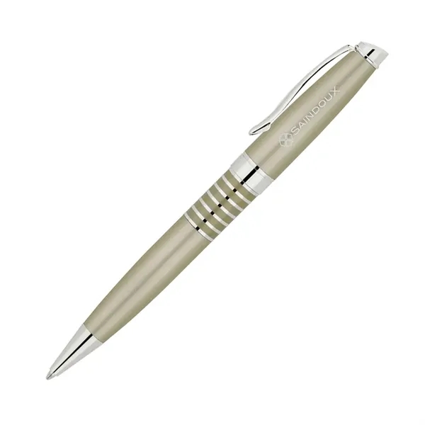 Twist action ballpoint pen with brass cap and barrel with ring... from ASI 67866 Logomark/Valumark