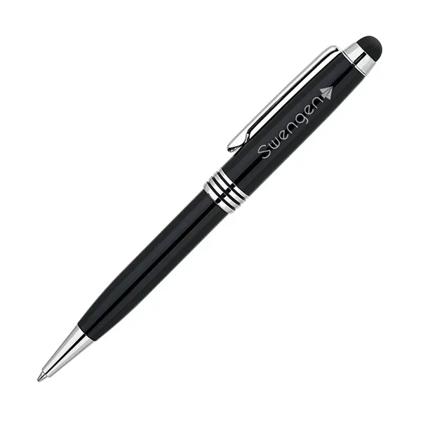 Twist action ballpoint pen with chrome trim and a capacitive stylus.... from ASI 67866 Logomark/Valumark