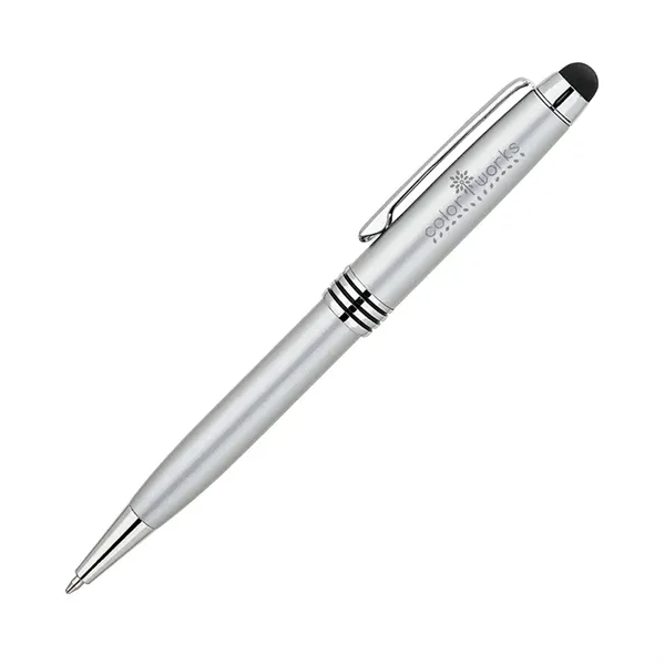 Twist action ballpoint pen with chrome trim and a capacitive stylus.... from ASI 67866 Logomark/Valumark