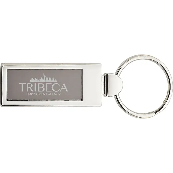 0.25" x 3.12" x 1.12" Doda aluminum tag-shaped keychain with nickel... from ASI 67866 Logomark/Valumark