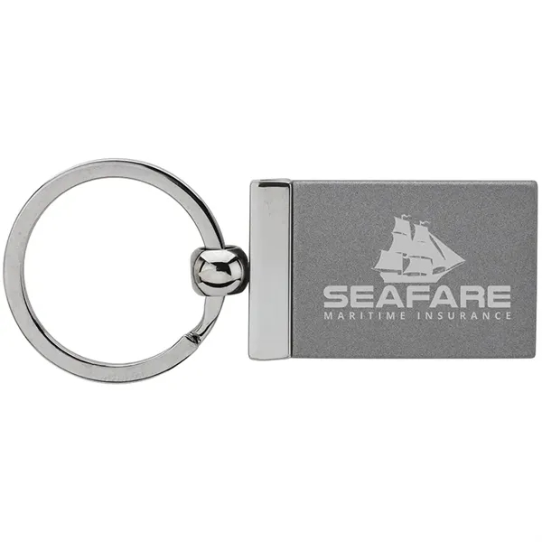 0.38" x 3.25" x 1.38" Gemma rectangular metal keyring with two-tone... from ASI 67866 Logomark/Valumark / Valumark™