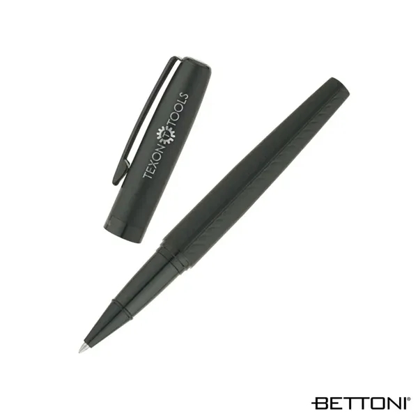 Steel  cap-off rollerball pen with matte black finish, gloss black... from ASI 67866 Logomark/Valumark