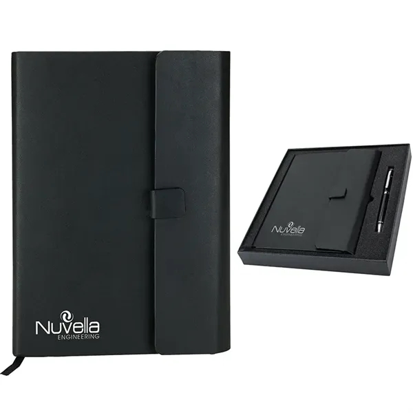 Journal gift set with hard-covered junior size journal and an aluminum... from ASI 67866 Logomark/Valumark