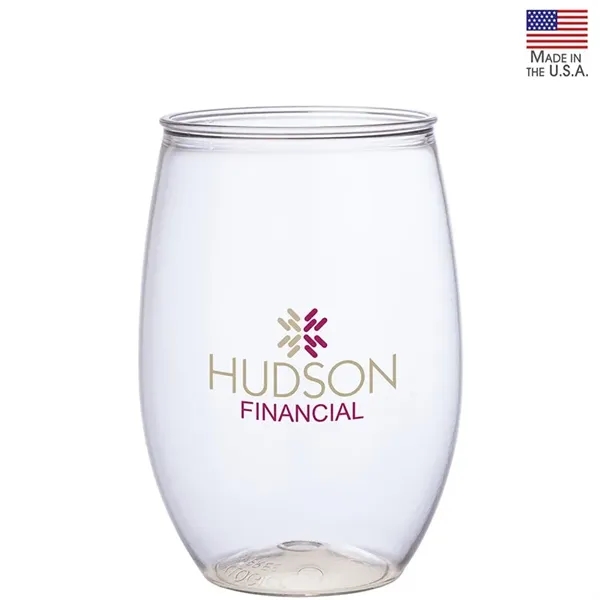 3.12" x 4.75" x 3.12" Bristol 16-ounce translucent PET stemless wine... from ASI 67866 Logomark/Valumark / Valumark™