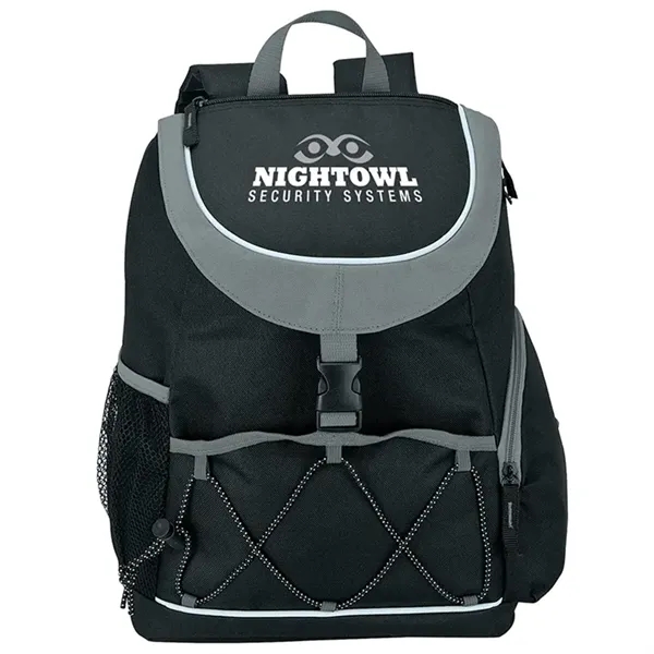 PEVA-lined backpack cooler; 18-can capacity with carrying handle and adjustable padded... from ASI 67866 Logomark/Valumark