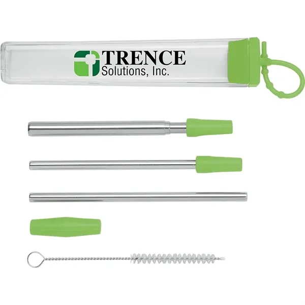 Seven-piece stainless steel straw set with cleaning brush in silicone case.... from ASI 67866 Logomark/Valumark