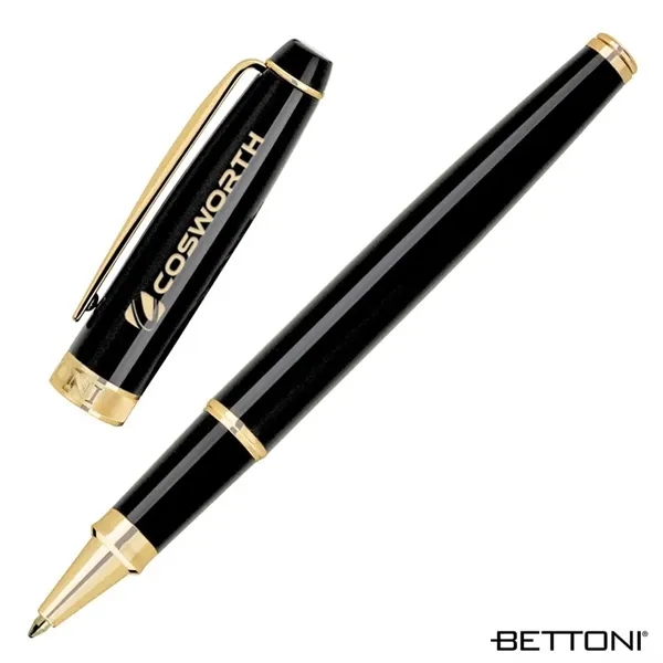 Rollerball pen with cap-off design, brass construction, gold clip and accents... from ASI 67866 Logomark/Valumark