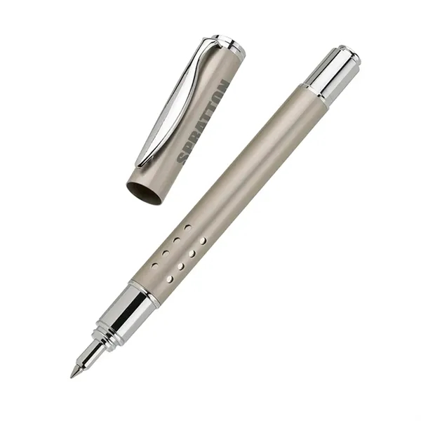Rollerball pen with cap-off design, solid brass cap and barrel and... from ASI 67866 Logomark/Valumark