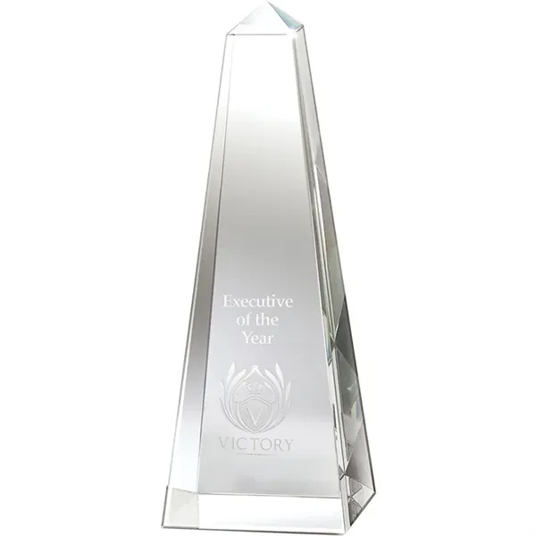2.75" x 7.88" x 2.75" Dolmen II medium crystal obelisk award.... from ASI 67866 Logomark/Valumark