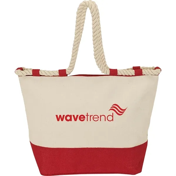 6.5" x 13.5" x 13.5" cotton canvas and jute tote bag;... from ASI 67866 Logomark/Valumark