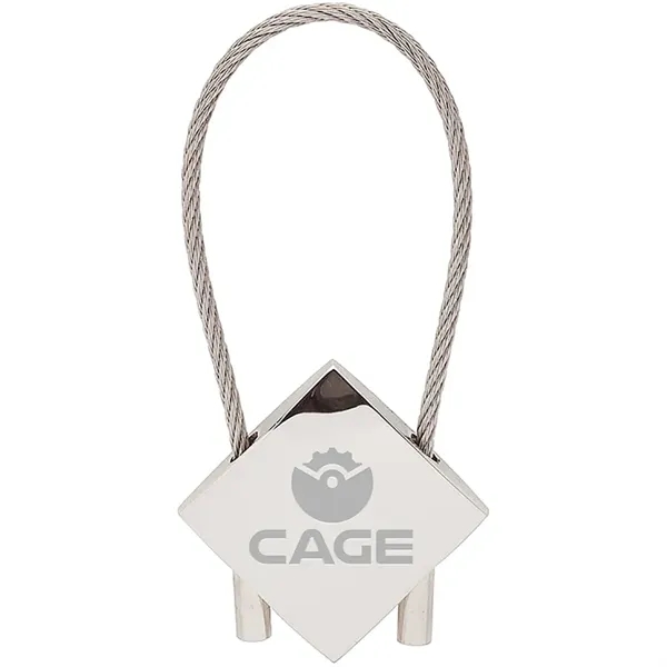 0.31" x 3" x 1.25" Perspective chrome keyring with cable wire... from ASI 67866 Logomark/Valumark / Valumark™