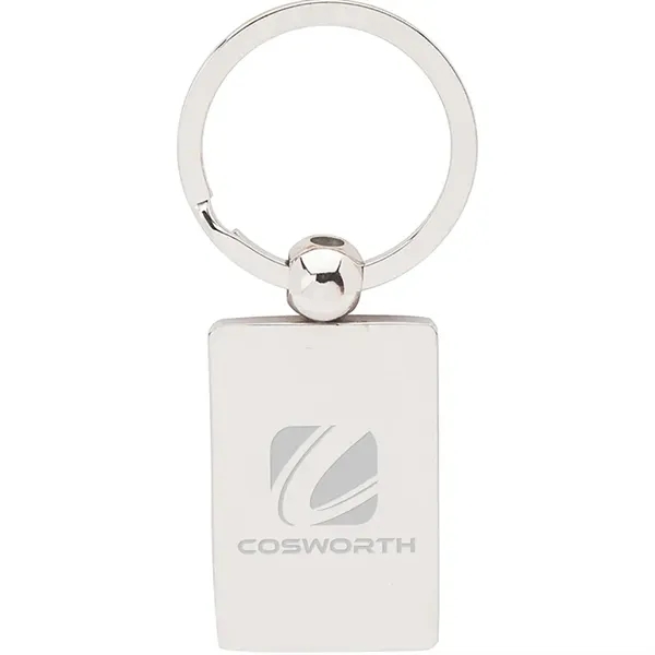 0.38" x 1" x 2.88" Perspective rectangular metal keychain with chrome... from ASI 67866 Logomark/Valumark / Valumark™