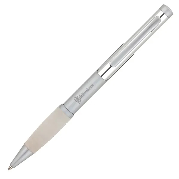 Twist action ballpoint pen with chrome and satin silver barrel, colored... from ASI 67866 Logomark/Valumark