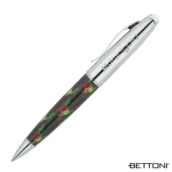Ballpoint pen with solid brass cap and trims, colorful carbon fiber... from ASI 67866 Logomark/Valumark
