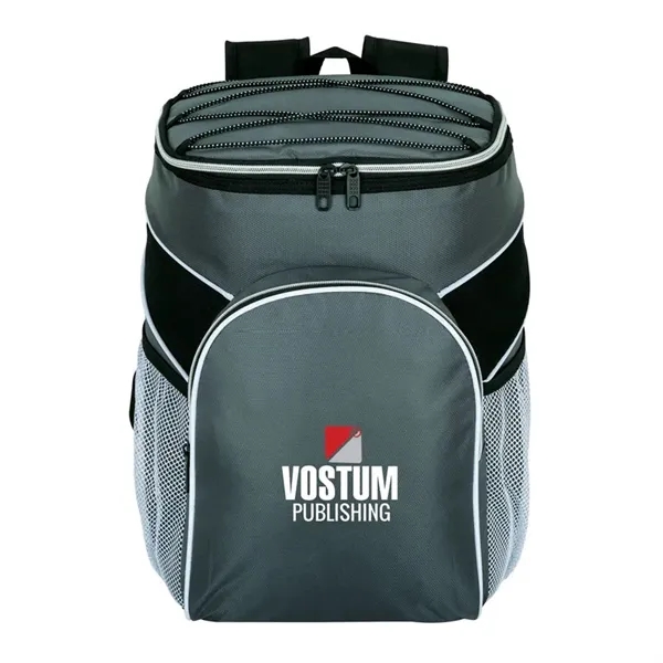 Backpack cooler made with polyester and PEVA lining; has 30-can capacity.... from ASI 67866 Logomark/Valumark