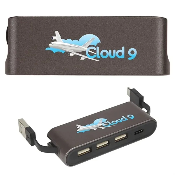 USB hub with four type-A USB ports; includes type-A and type-C... from ASI 67866 Logomark/Valumark