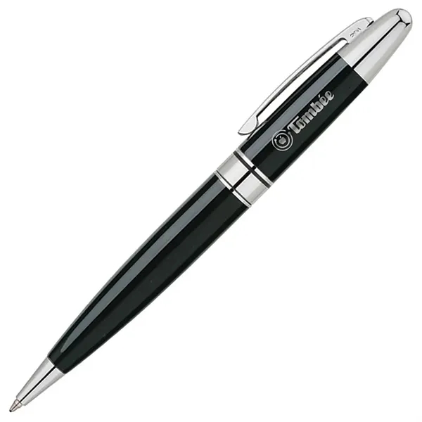 Twist action ballpoint pen with sleek shiny finish and solid brass... from ASI 67866 Logomark/Valumark