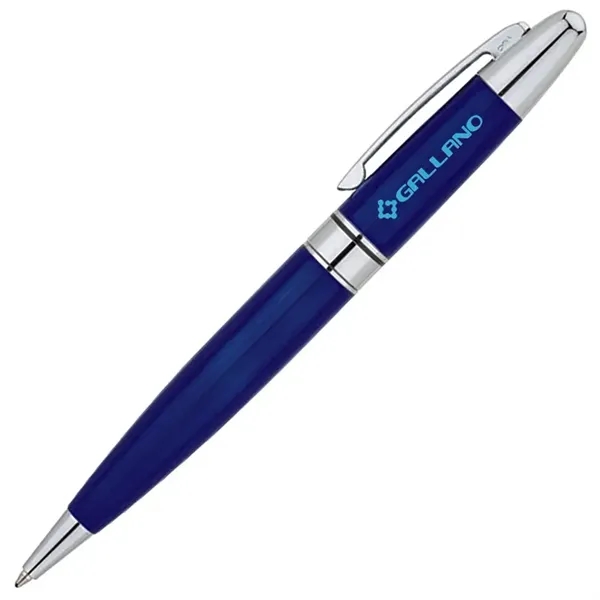 Twist action ballpoint pen with sleek shiny finish and solid brass... from ASI 67866 Logomark/Valumark