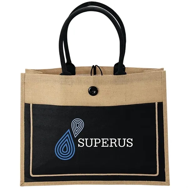5.5" x 14" x 18.25" natural jute tote bag; includes front... from ASI 67866 Logomark/Valumark