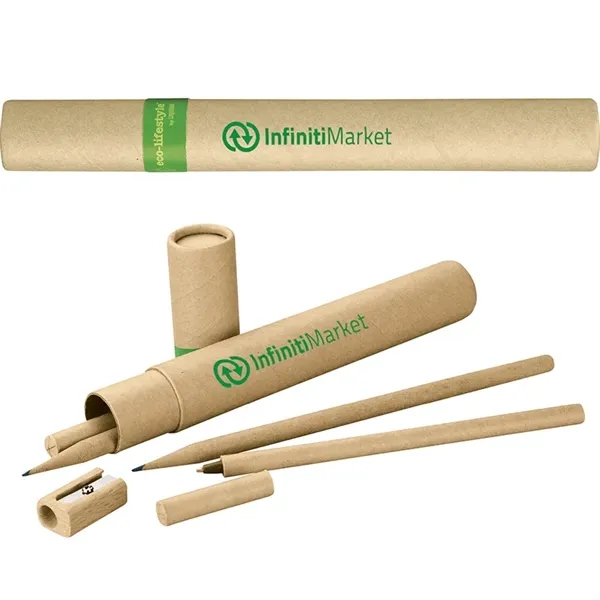 Writing utensil set that includes a pen, pencil, wooden sharpener and... from ASI 67866 Logomark/Valumark / Valumark™