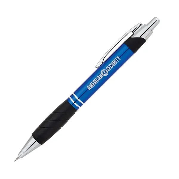 Plunger action aluminum mechanical pencil with a rubber grip and metal... from ASI 67866 Logomark/Valumark / Valumark™