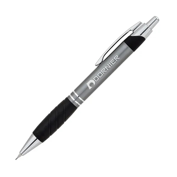 Plunger action aluminum mechanical pencil with a rubber grip and metal... from ASI 67866 Logomark/Valumark / Valumark™