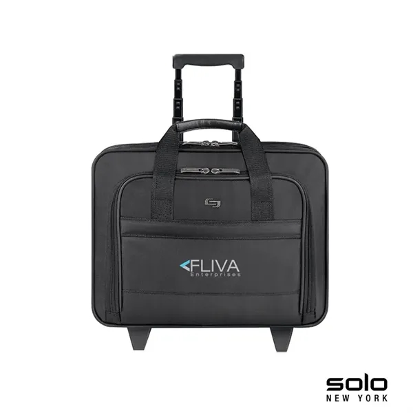 5.5" x 15" x 16" Solo® leather rolling trolley case with... from ASI 67866 Logomark/Valumark