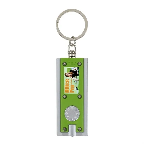 0.38" x 3.75" x 1" Ester plastic keychain with LED flashlight... from ASI 67866 Logomark/Valumark / Valumark™