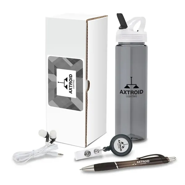 4-piece welcome gift set that includes a 25 oz. bottle, retractable... from ASI 67866 Logomark/Valumark