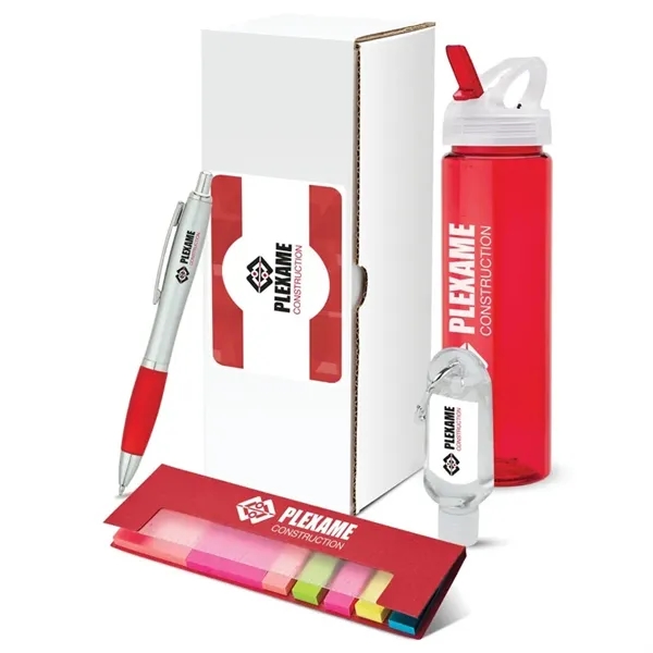 4 pc. gift set with 25 oz. PET water bottle, plunge-action... from ASI 67866 Logomark/Valumark