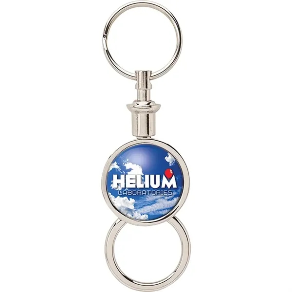 0.38" x 1.25" x 4" Barriga metal separating keychain with chrome... from ASI 67866 Logomark/Valumark