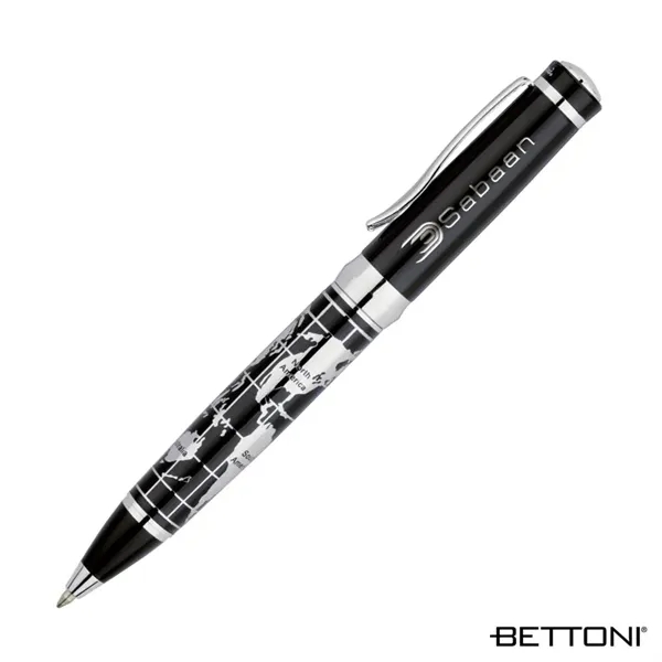 Twist action ballpoint pen with chrome world map barrel and chrome... from ASI 67866 Logomark/Valumark