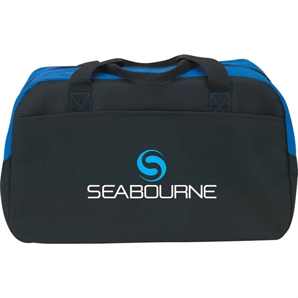 Polyester duffel bag with hook and loop front pocket and carrying... from ASI 67866 Logomark/Valumark