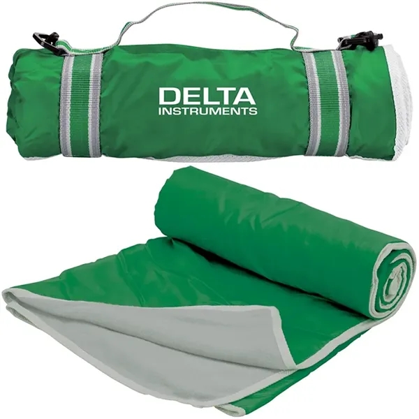 0.25" x 57" x 48" picnic blanket; made with fleece and... from ASI 67866 Logomark/Valumark