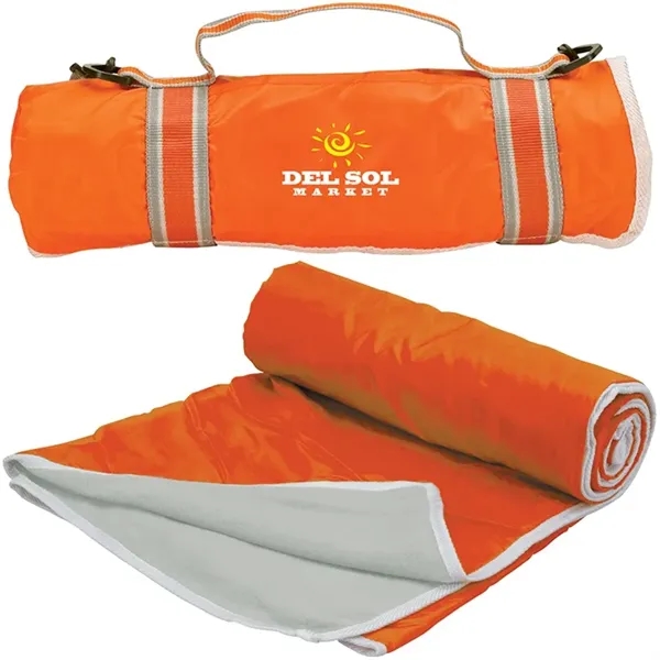 0.25" x 57" x 48" picnic blanket; made with fleece and... from ASI 67866 Logomark/Valumark