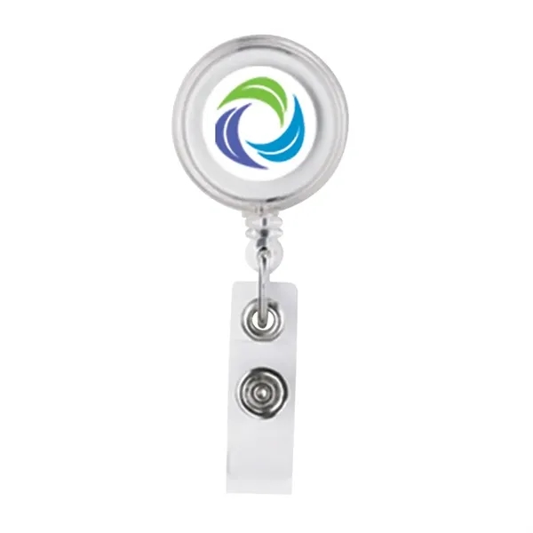 0.75" x 3.38" x 1.25" Delfino retractable round badge holder with... from ASI 67866 Logomark/Valumark