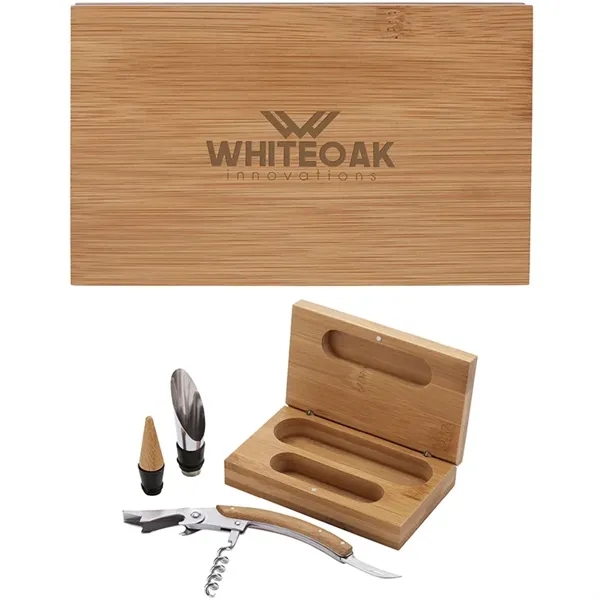 2-piece wine set with 3-function bar tool and wine pourer; encased... from ASI 67866 Logomark/Valumark