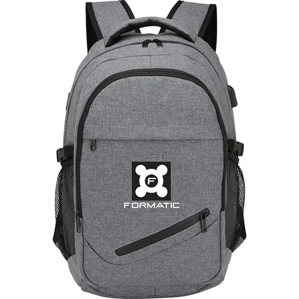 5" x 18.75" x 10.62" laptop backpack; includes external USB port... from ASI 67866 Logomark/Valumark