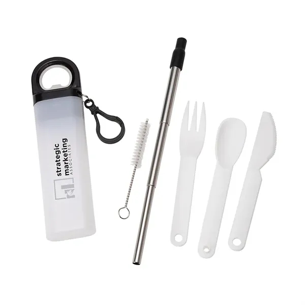 Griffith 3-in-1 Metal Straw, Cutlery Set & Bottle Opener... from ASI 67866 Logomark/Valumark