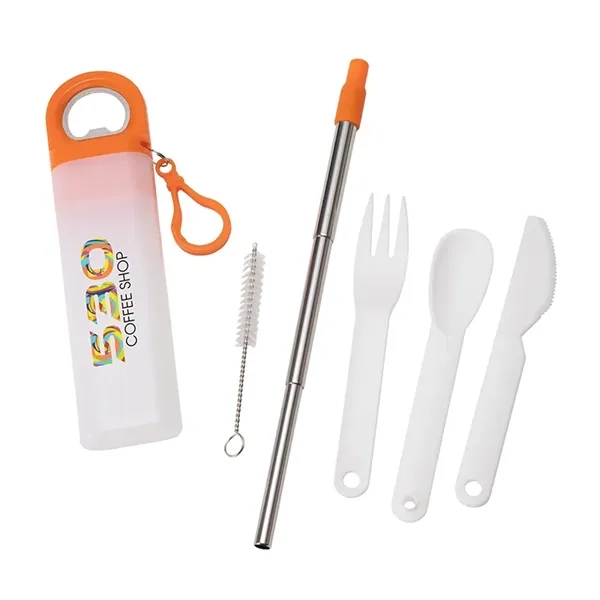 Griffith 3-in-1 Metal Straw, Cutlery Set & Bottle Opener... from ASI 67866 Logomark/Valumark