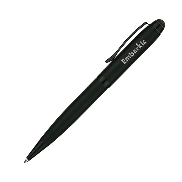 Brass and stainless steel ballpoint pen with twist-action mechanism, matte black... from ASI 67866 Logomark/Valumark