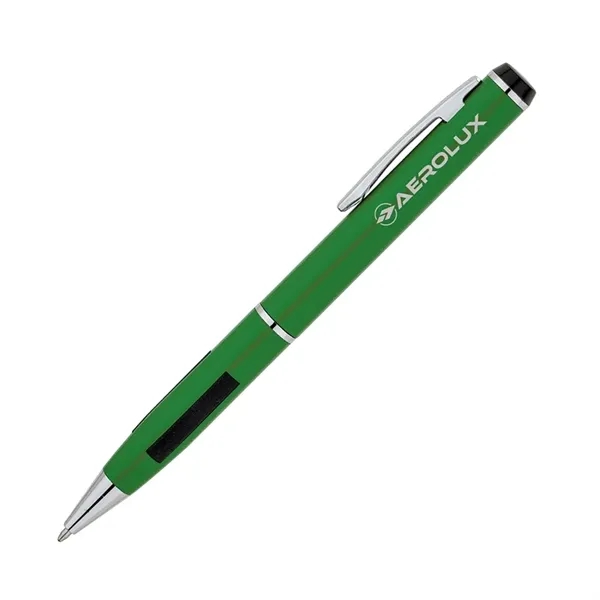 Solid colored brass ballpoint pen with soft rubber grip, chrome accents... from ASI 67866 Logomark/Valumark / Valumark™