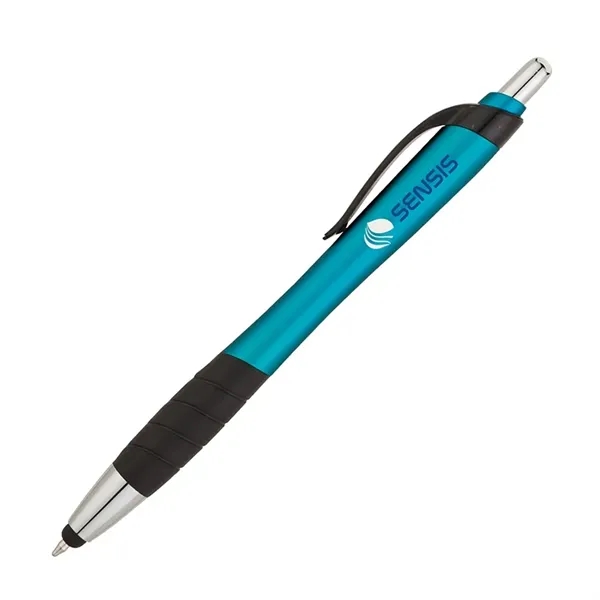 Plunger action ballpoint pen with metallic color barrel, black clip, black... from ASI 67866 Logomark/Valumark / Valumark™