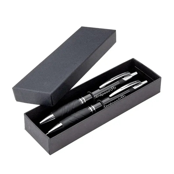 Two piece gift box with plunger action aluminum ballpoint pen and... from ASI 67866 Logomark/Valumark / Valumark™